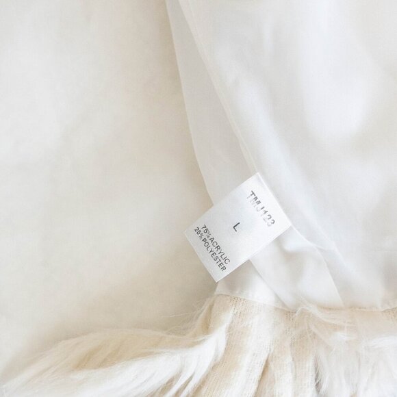 THML {Anthropologie} FAUX FUR CREAMY WHITE VEST SZ L - Picture 8 of 8